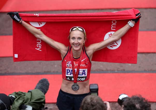 All-time great: Paula Radcliffe celebrates completing the 2015  London Marathon.
