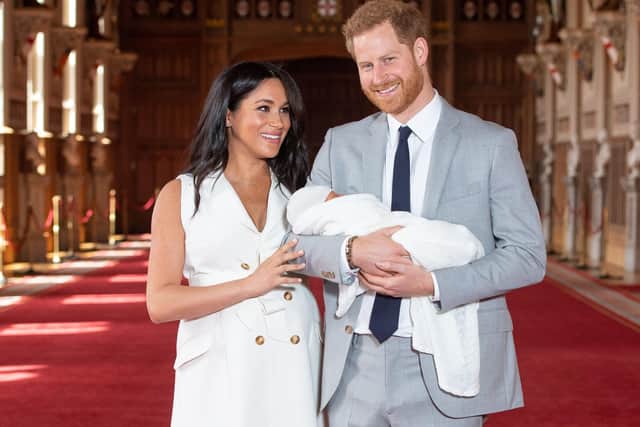 The Duke and Duchess of Sussex at Windsor after the birth of baby Archie.
