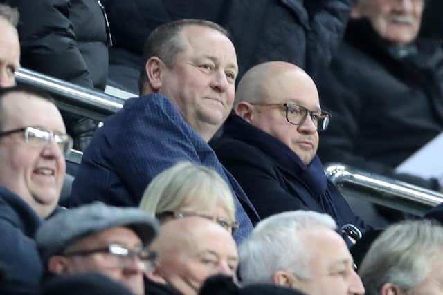 Sports Direct boss Mike Ashley (centre) also owns Newcastle United.