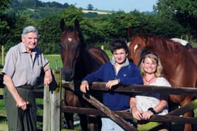 Sadly missed: Peter Beaumont on the eve of his 80th birthday with his daughter Anthea and grandson Henry.
