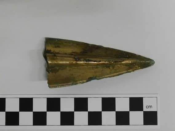 A Bronze Age spearhead found at Skirpenbeck
