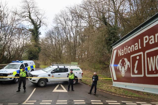 Police at a vehicle check point at Aysgarth Falls National Park Centre in North Yorkshire, to ensure motorists are complying with Government restrictions and only making essential journeys. Photo: PA