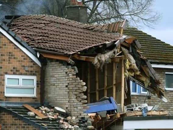 The property on Crescent Walk, Ravensthorpe, exploded at around 11.30am yesterday