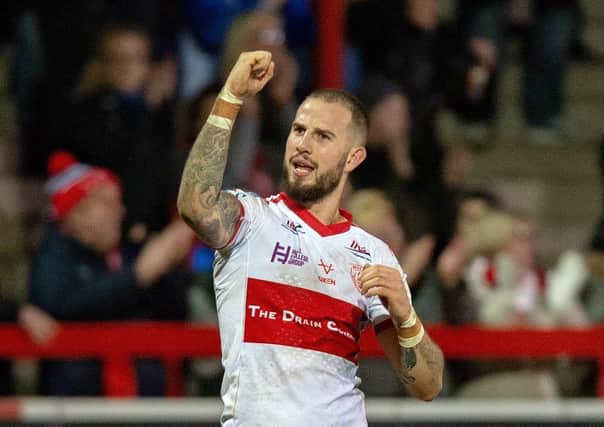 ON THE MEND: Ben Crooks celebrates his four tries at full time against Wakefield Trinity.  Picture: Bruce Rollinson