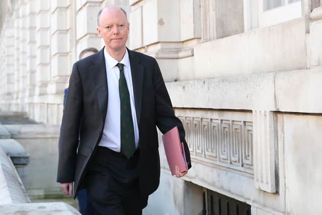 Chris Whitty, the Chief Medical Officer, arrives in 10 Downing Street.