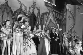 1957:

The last performance at Leeds Theatre Royal. On stage, singing a chorus with the cast of the pantomime "Queen of Hearts" are Margery Manners, Wilfred and Mable Pickles and Barney Colehan.