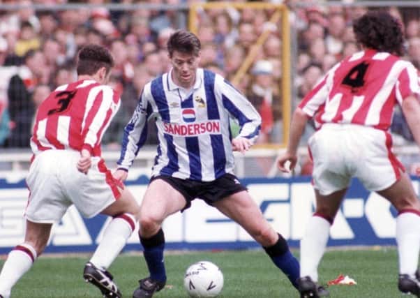 Chris Waddle in action for Sheffield Wednesday against Sheffield United in the 1991 FA Cup semi-final at Wembley