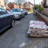 Flytipping on a street last week in Leeds as civic amenity sites are shut due to coronavirus.