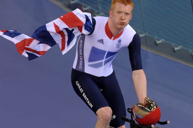 Great Britain's Ed Clancy celebrates winning the Gold medal in the Men's Team Pursuit (Picture: PA)