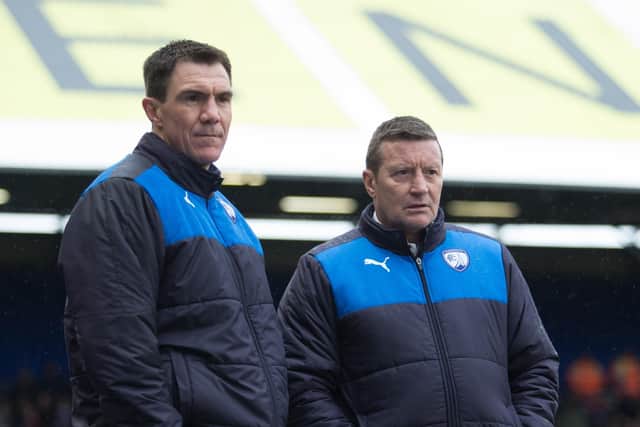 Danny Wilson, right, pictured with Chris Morgan during their stint in charge at Chesterfield. Picture: James Williamson