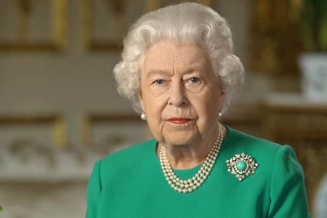 The Queen during her address to the nation from Windsor Castle about the coronavirus crisis.