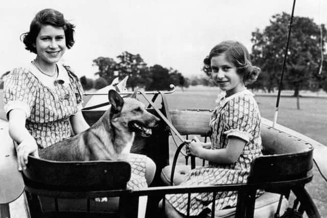 A young princess Elizabeth (left) and her younger sister Margaret at Windsor Castle during the war.