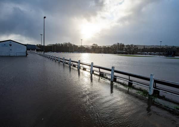 Flooded: Bradford and Bingley Cricket and Rugby Club under water following storm Ciara.

Picture: Bruce Rollinson