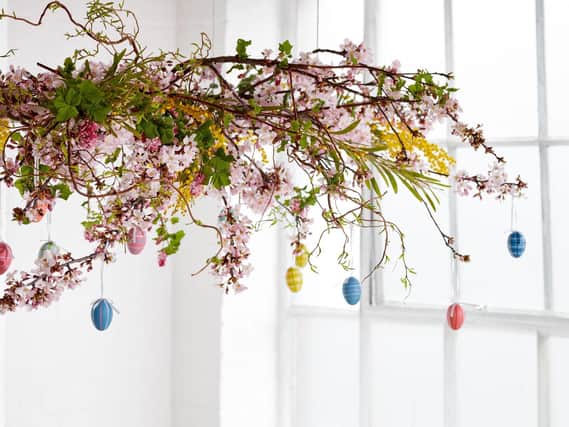 A branch with egg decorations from John Lewis