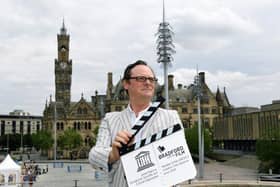 David Wilson, director ofDirector of Bradford UNESCO City of Film, in front of City Hall. Picture: Jonathan Gawthorpe.