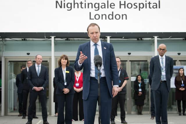Health and Social Care Secretary Matt Hancock at the opening of the new Nightingale Hospital in London last week.