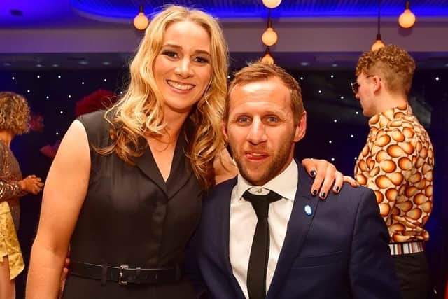 Gemma Bonner and Rob Burrow at the recent MND dinner at Headingley. Picture: Gemma Bonner.