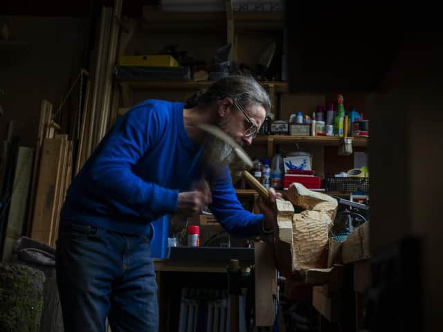 Jamie Frost hard at work in his studio in the Pennine village of Holmbridge. (JPIMedia)