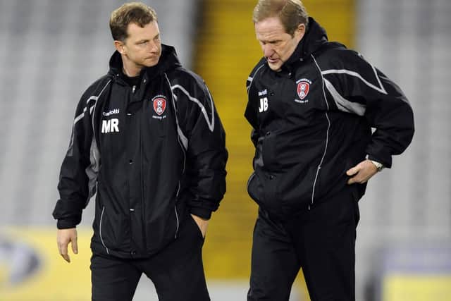 BACK FOR MORE: John Breckin, right, with then Rotherham boss Mark Robins back in 2009. Picture: Steve Ellis.