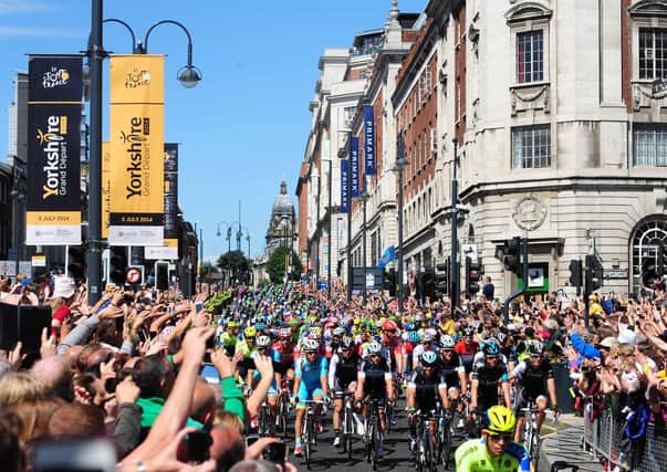 Grand depart: Mark Cavendish and Chris Froome lead the way.