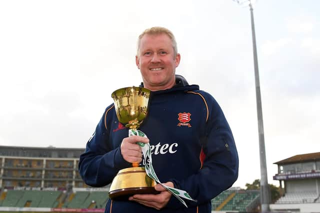 THE PAYOFF: Anthony McGrath, with the County Championship Trophy in Taunton last year after his Essex team pipped Somerset to the Division One title. Picture: Alex Davidson/Getty Images