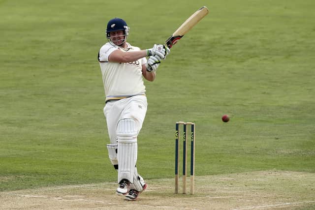 END GAME: Anthony McGrath of Yorkshire pulls through the legside on his way to 68 in his last-ever COunty Championship game for Yorkshire against Essex at Chelmsford in September 2012. Picture: Ben Hoskins/Getty Images
