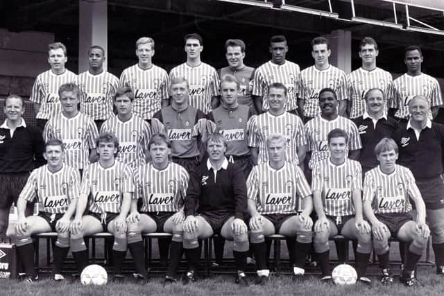 Sheffield United squad ahead of 1988/89
, including Brian Deane, back row,fourth from end, and Chris Wilder, second form left of the middle row