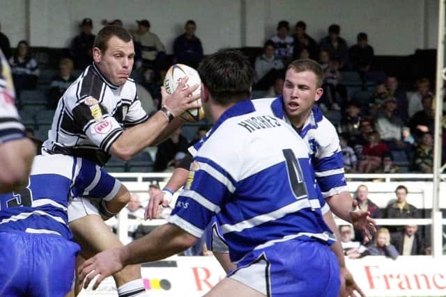 Hull FC's Lee Jackson in the midst of the action against Halifax Blue Sox at The Boulevard on Good Friday, 2001.  (Picture: Terry Carrott)