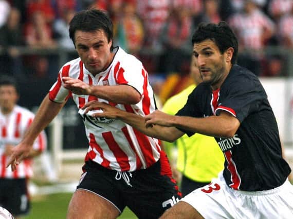 Darren Kelly in action for Derry City against Paris Saint-Germain in a 2006-07 UEFA Cup tie. Picture: Getty Images