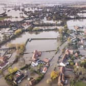 An aerial photo of Fishlake at the height of the floods.