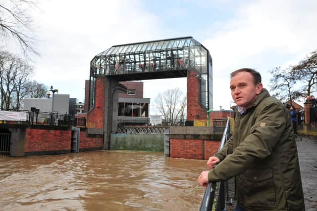 Environment Secretary George Eustice during a visit to York at the height of the floods.