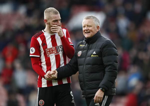 Relishing the challenge: Manager Chris Wilder with Oli McBurnie. Picture: Sportimage