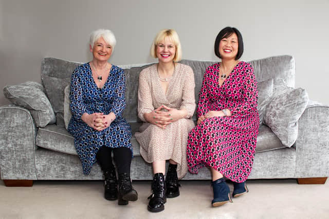 Annie Stirk, Carolyn Amos and Elisa Winstanley modelling the new collection from Copper & White. Picture: Andrea Dennis of Pink Lily Photography