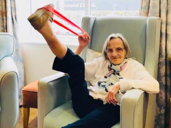 The amazingly flexible Peggy Ferguson - aged 104. Picture: Susie Carman