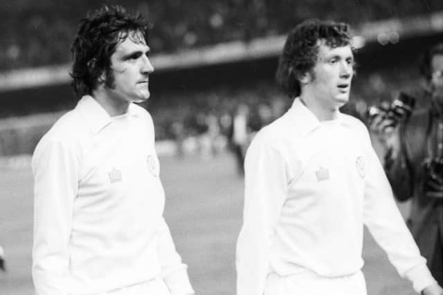 Norman Hunter and Trevor Cherry after Barcelona v Leeds United in the Nou Camp in 1975.