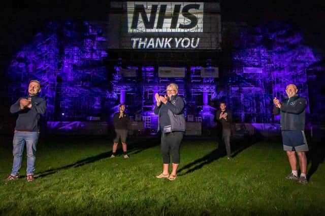 Rotherham is doing its bit during the coronavirus crisis. Wentworth Woodhouse lit up blue for the NHS on Thursday, while more than 1,000 have volunteered to help out in the community.