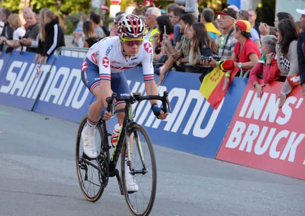 Rising star: Mason Hollyman during the 2018 UCI World Cycling Championships Under-23 race in Innsbruck.  Picture: Bruce Rollinson