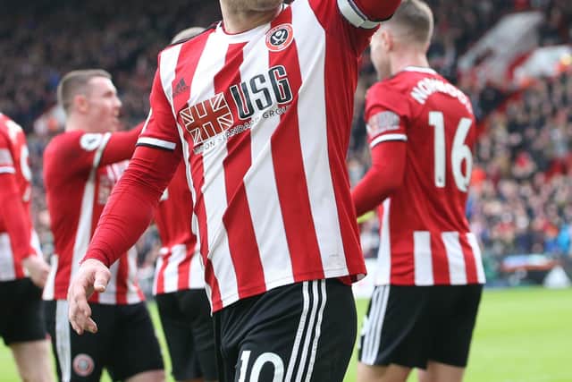 Billy Sharp of Sheffield United celebrates scoring against Norwich (Picture: SportImage)