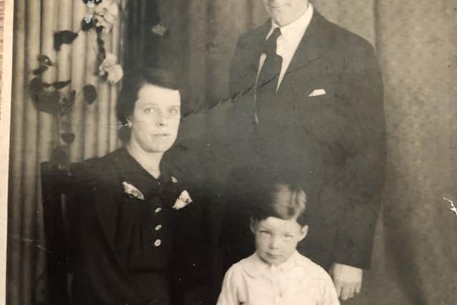 Clifford Healey as a child with parents Isabelle and Norman Healey. Mr Healey was an evacuee during the Second World War. Pictures courtesy of the Healey family.