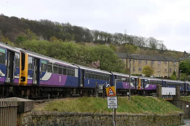 The Pacers are lined up end-to-end at the Keighley and Worth Valley Railway's platforms at Keighley Station
