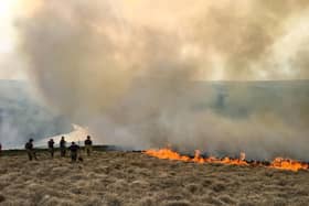 Marsden Moor being devastated by a fire in April last year. PA photo.
