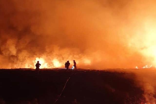Marsden Moor being devastated by a fire in April last year. PA photo.