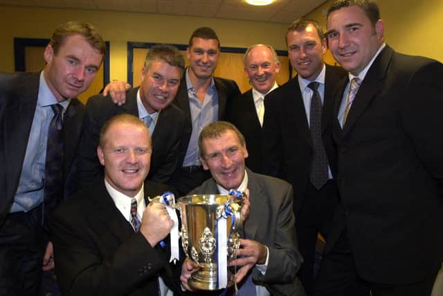 HELLO AGAIN: Members of the Sheffield Wednesday 1991 League Cup-winning team pictured at a reunion in 2002 (from left): John Sheridan, Phil King, Chris Turner, Nigel Pearson, Laurie Madden, Alan Smith, Peter Shirtcliffe, David Hirst.