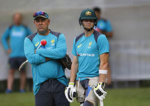 ON THE MEND: Darren Lehmann, pictured during his time as Australia's head coach with then captain Steve Smith. Picture: Jason O'Brien/PA