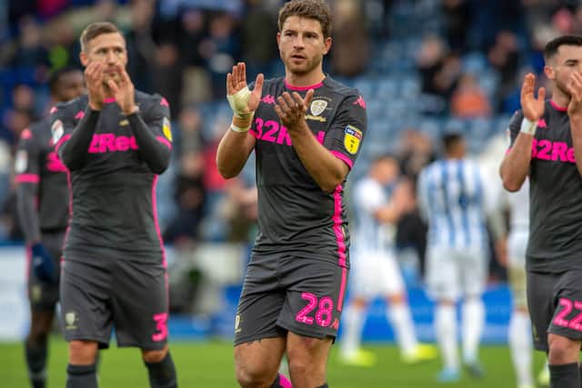 Gaetano Berardi applauds the fans at full time. Huddersfield Town v Leeds United . John Smith Stadium.  SkyBet Championship.   7 December 2019.  Picture Bruce Rollinson