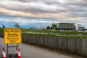 The scene at Wetherby when it raced behind closed doors on March 17.