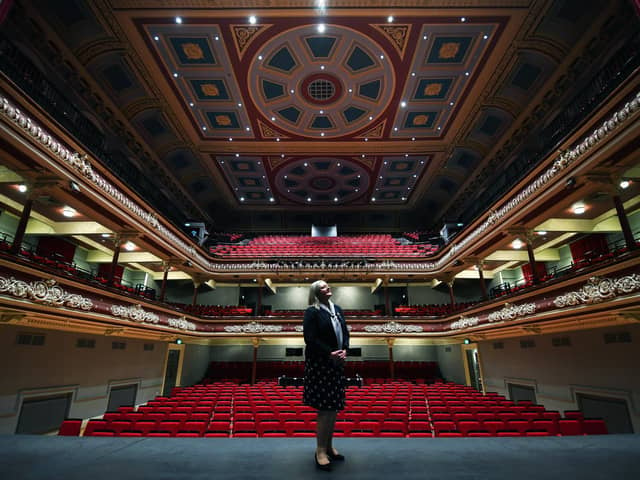 Sarah Ferriby on the stage at St Georges Hall, Bradford. (Jonathan Gawthorpe)