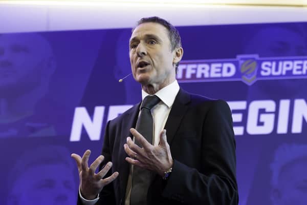 Picture by Allan McKenzie/SWpix.com - 24/01/2019 - Rugby League - Betfred Super League Launch 2019 - Old Trafford, Manchester, England - Robert Elstone opens the press conference.