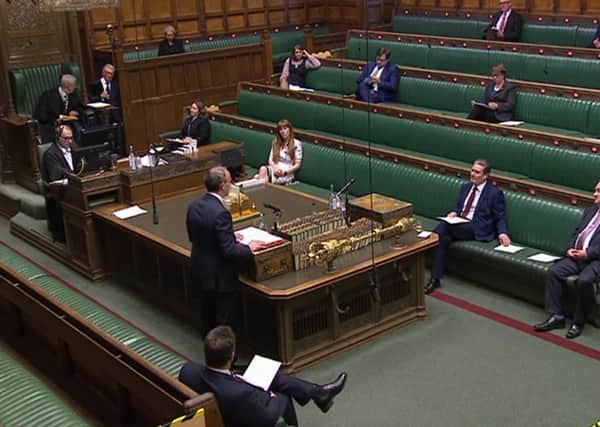 The scene in Prime Minister's Questions when Dominic Raab took questions from Labour leader Sir Keir Starmer.