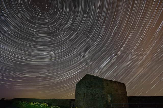 Star trails, barn and daffodils above Steeton Picture: Bruce Rollinson